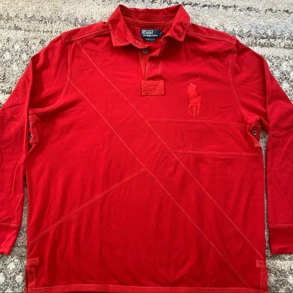 Polo RL Red Big Pony Long Sleeve Polo XXL